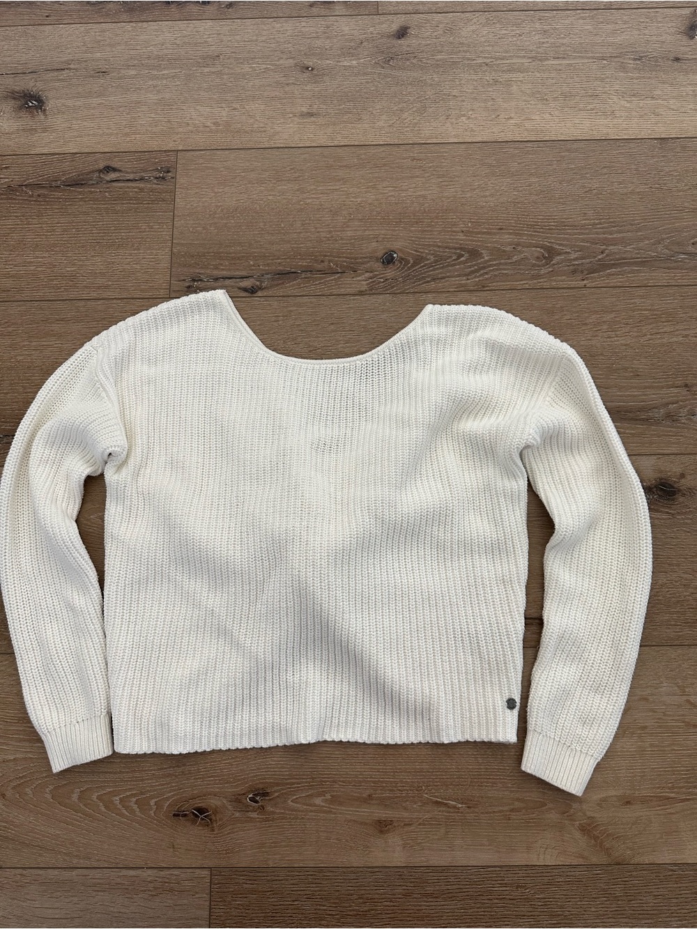 ROXY White Twist Front Knit Sweater | Cozy Coastal Chic